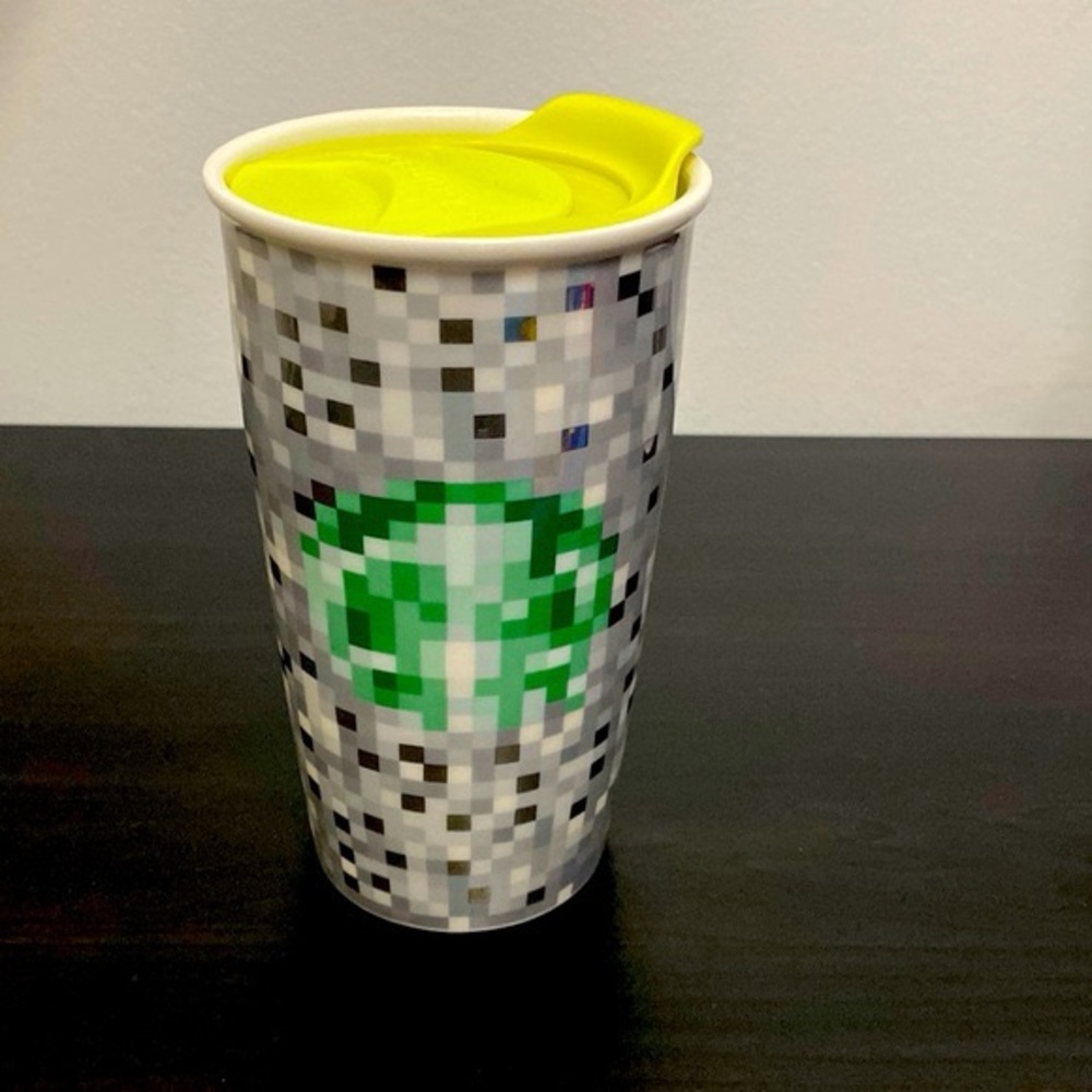 2012 Starbucks  x Rodarte Ceramic Minecraft Pixelated Travel Tumbler